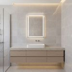 Kúpeľňové nástenné zrkadlo LED 50x70 cm 3 farby dotykový spínač ModernHome