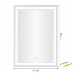 Kúpeľňové nástenné zrkadlo LED 50x70 cm 3 farby dotykový spínač ModernHome