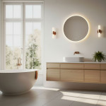 LED zrkadlo do kúpeľne okrúhle nástenné 60 cm 3 farby dotykový spínač ModernHome