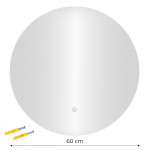 LED zrkadlo do kúpeľne okrúhle nástenné 60 cm 3 farby dotykový spínač ModernHome