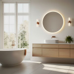 LED okrúhle zrkadlo 80 cm - 3 farby dotykový spínač ModernHome