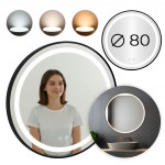 LED zrkadlo do kúpeľne okrúhle nástenné 80 cm 3 farby dotykový spínač ovládanie jasu ModernHome