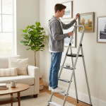 Jednostranný hliníkový rebrík 5 stupňov skladací - 150 kg ModernHome Jednostranný hliníkový rebrík 5 stupňov skladací - 150 kg ModernHome