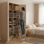 Jednostranný hliníkový rebrík 5 stupňov skladací - 150 kg ModernHome Jednostranný hliníkový rebrík 5 stupňov skladací - 150 kg ModernHome