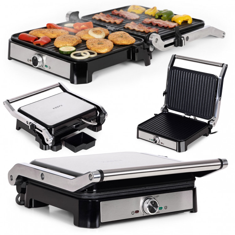 Elektrický kontaktný gril panini, vrúbkované platne 2000W KADEN