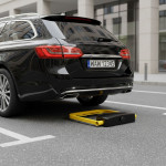 Sklopná parkovacia zábrana 35 cm s alarmom