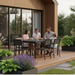 Skladací záhradný stôl 180-240 cm až pre 12 osôb HDPE oceľ sivá MultiGarden