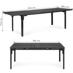 Skladací záhradný stôl 180-240 cm až pre 12 osôb HDPE oceľ sivá MultiGarden