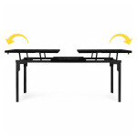 Skladací záhradný stôl 180-240 cm až pre 12 osôb HDPE oceľ čierna MultiGarden