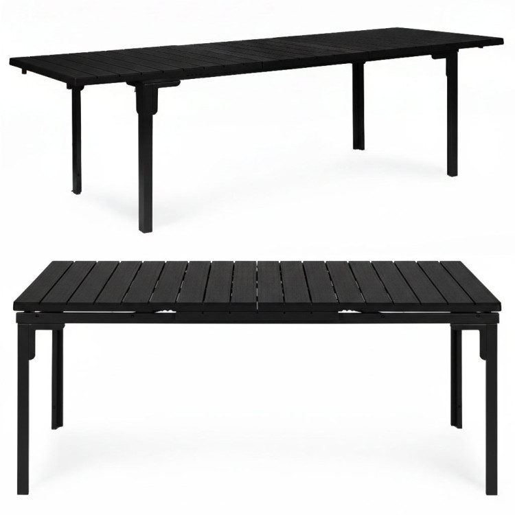 Skladací záhradný stôl 180-240 cm až pre 12 osôb HDPE oceľ čierna MultiGarden