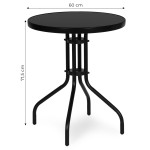 Záhradný stôl okrúhly 60 cm z tvrdeného skla - čierny MultiGarden Záhradný stôl okrúhly 60 cm z tvrdeného skla - čierny MultiGarden