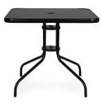 Záhradný stôl štvorcový 80 cm z tvrdeného skla s otvorom na dáždnik čierny MultiGarden