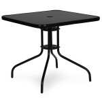 Záhradný stôl štvorcový 80 cm z tvrdeného skla s otvorom na dáždnik čierny MultiGarden