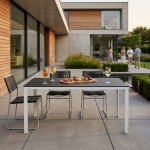 Záhradný stôl 6 miest 156x78 cm - sivý biely MultiGarden