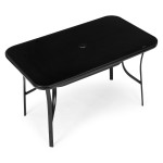 Záhradný stôl 140x80 cm z tvrdeného skla s otvorom na slnečník - čierny MultiGarden Záhradný stôl 140x80 cm z tvrdeného skla s otvorom na slnečník - čierny MultiGarden