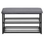 Botník so sedadlom čalúnená lavica - 80 cm, 2 police ModernHome