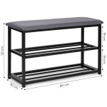 Botník so sedadlom čalúnená lavica - 80 cm, 2 police ModernHome