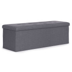 Prešívaný úložný box puf 111x38 cm - tmavosivá ModernHome