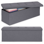 Prešívaný úložný box puf 111x38 cm - tmavosivá ModernHome