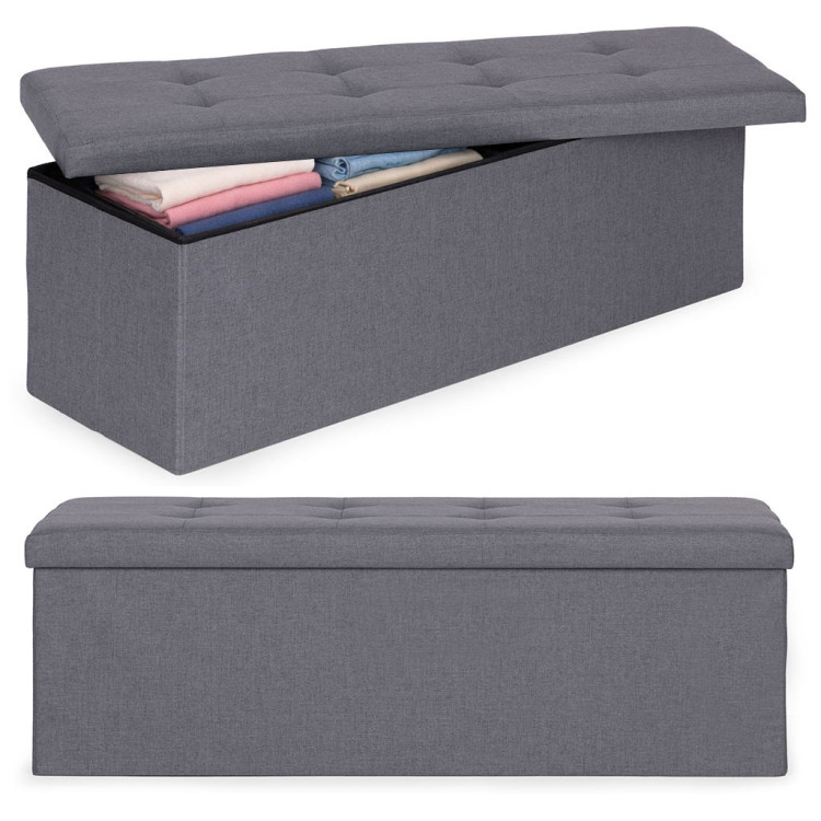 Prešívaný úložný box puf 111x38 cm - tmavosivá ModernHome