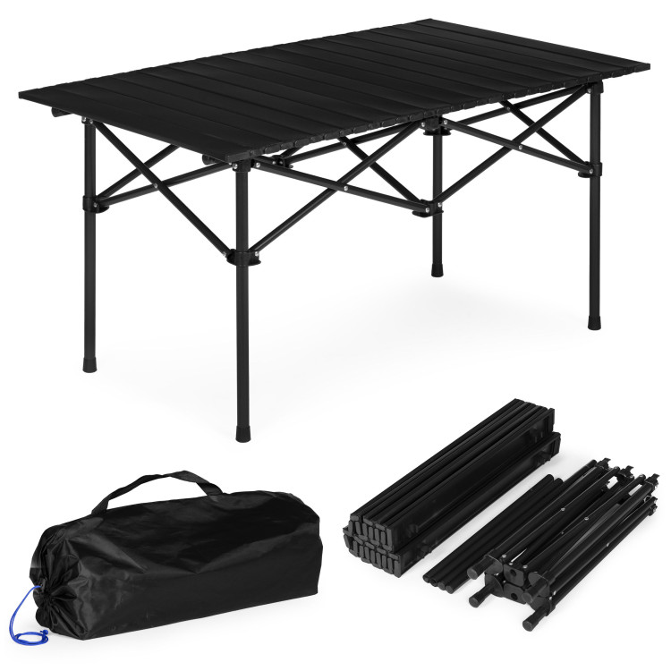 Turistický skladací stôl 95x55 cm kempingový stôl s taškou čierny MultiGarden