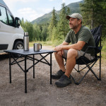 Turistický skladací stôl 53x55 cm s taškou - čierny MultiGarden