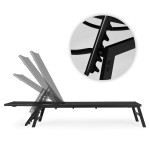 Záhradné plážové ležadlo s nastaviteľným operadlom oceľová konštrukcia čierna MultiGarden