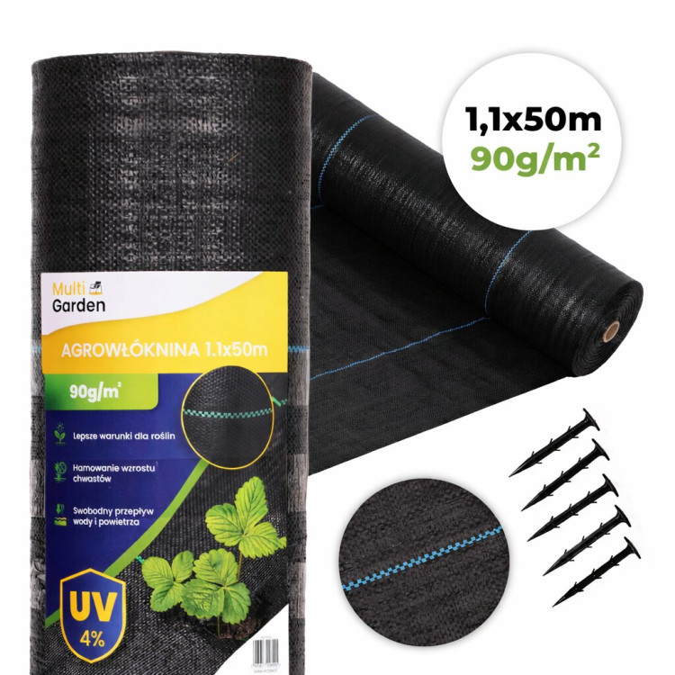 Čierna agrotextília UV 90g - 1,1x50m MulltiGarden