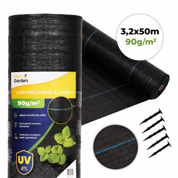 Čierna agrotextília UV 90g - 3,2x50m MulltiGarden