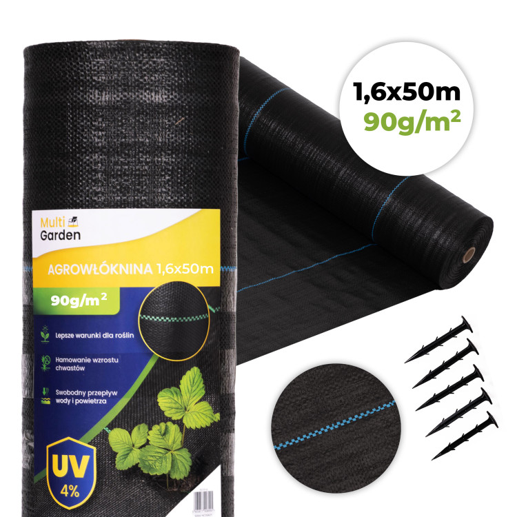 Čierna agrotextília UV 90g - 1,6x50m MulltiGarden