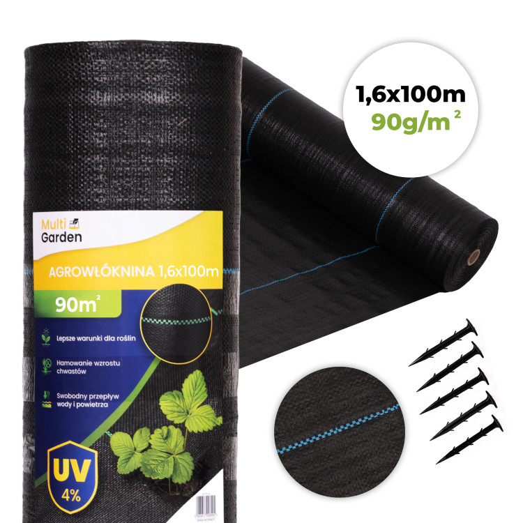 Čierna agrotextília UV 90g - 1,6x100m MulltiGarden