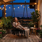 Závesné boho záhradné kreslo - čierne MultiGarden