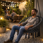 Závesné boho záhradné kreslo - sivé MultiGarden