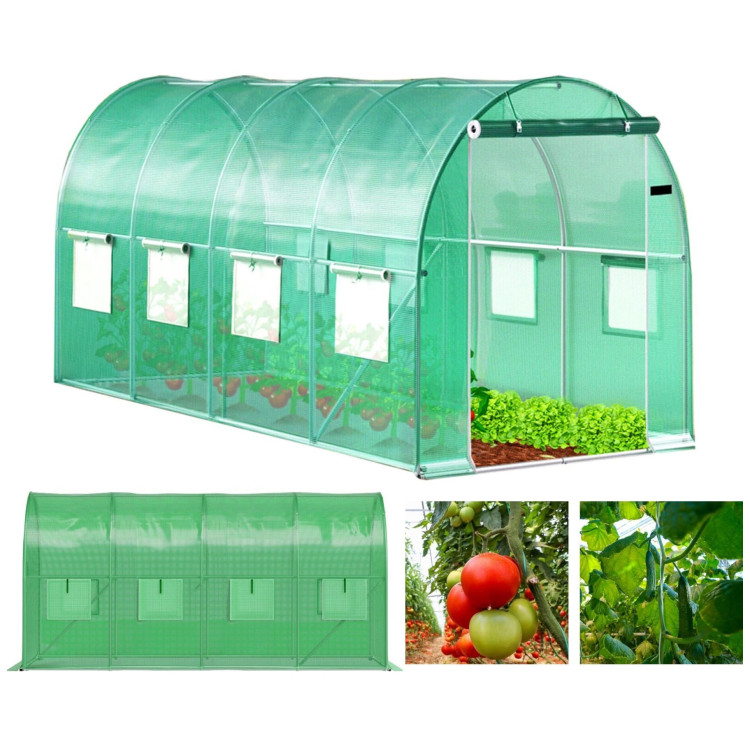 Fóliový skleník 4x2x2 m 8 m² kovový rám UV fólia 2 vchody