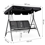 Záhradná hojdačka 3-miestna - čierna MultiGarden