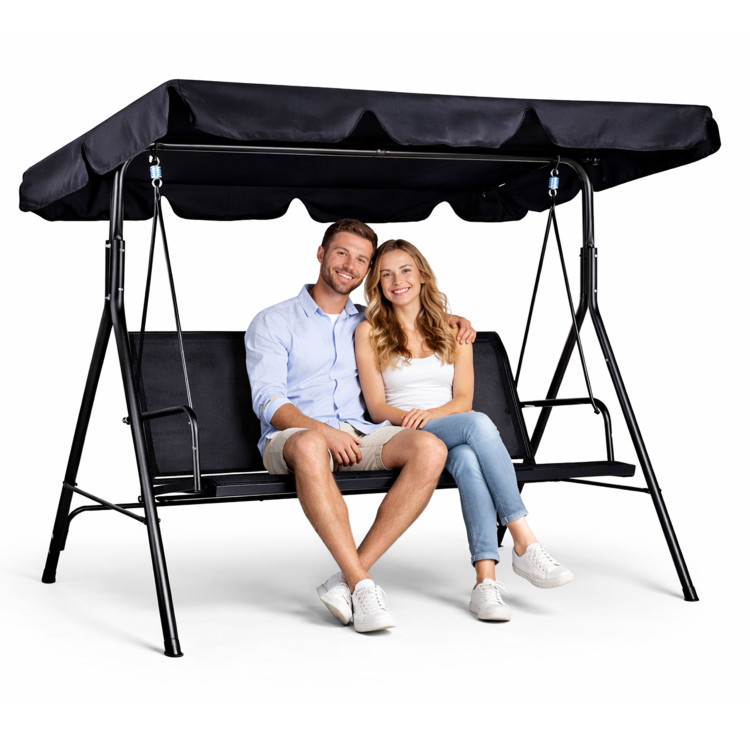 Záhradná hojdačka 3-miestna - čierna MultiGarden