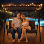 Záhradná hojdačka 3-miestna - sivá MultiGarden