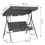 Záhradná hojdačka 3-miestna - sivá MultiGarden