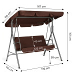 Záhradná hojdačka 3-miestna - hnedá MultiGarden