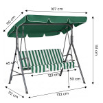 Záhradná hojdačka 3-miestna - pásikavá MultiGarden