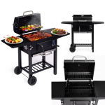 Záhradný gril na drevené uhlie s vekom nastaviteľný rošt teplomer popolník MultiGarden