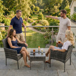 Súprava záhradného nábytku z technorattanu 2 stoličky stôl sivý MultiGarden