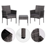 Súprava záhradného nábytku z technorattanu 2 stoličky stôl sivý MultiGarden