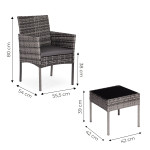 Súprava záhradného nábytku z technorattanu 2 stoličky stôl sivý MultiGarden