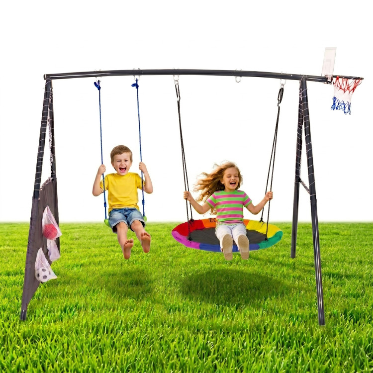 Detské ihrisko záhradná hojdačka 4v1 basketbalový kôš bocianie hniezdo ECOTOYS