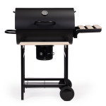 Záhradný gril na drevené uhlie s vekom teplomerom popolník drevené police MultiGarden