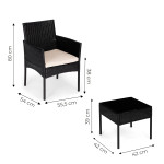 Technorattanový záhradný nábytok set 2 stoličky stôl čierny MultiGarden