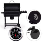 Záhradný gril na drevené uhlie s vekom teplomerom popolník sklopné police MultiGarden