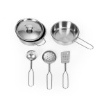 Drevená detská kuchynka s rúrou a príslušenstvom na varenie - biela ECOTOYS