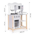 Drevená detská kuchynka s rúrou a príslušenstvom na varenie - biela ECOTOYS